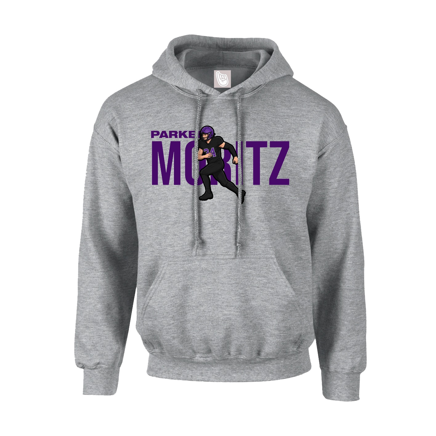 Youth Hoodie — Player Name in Grey