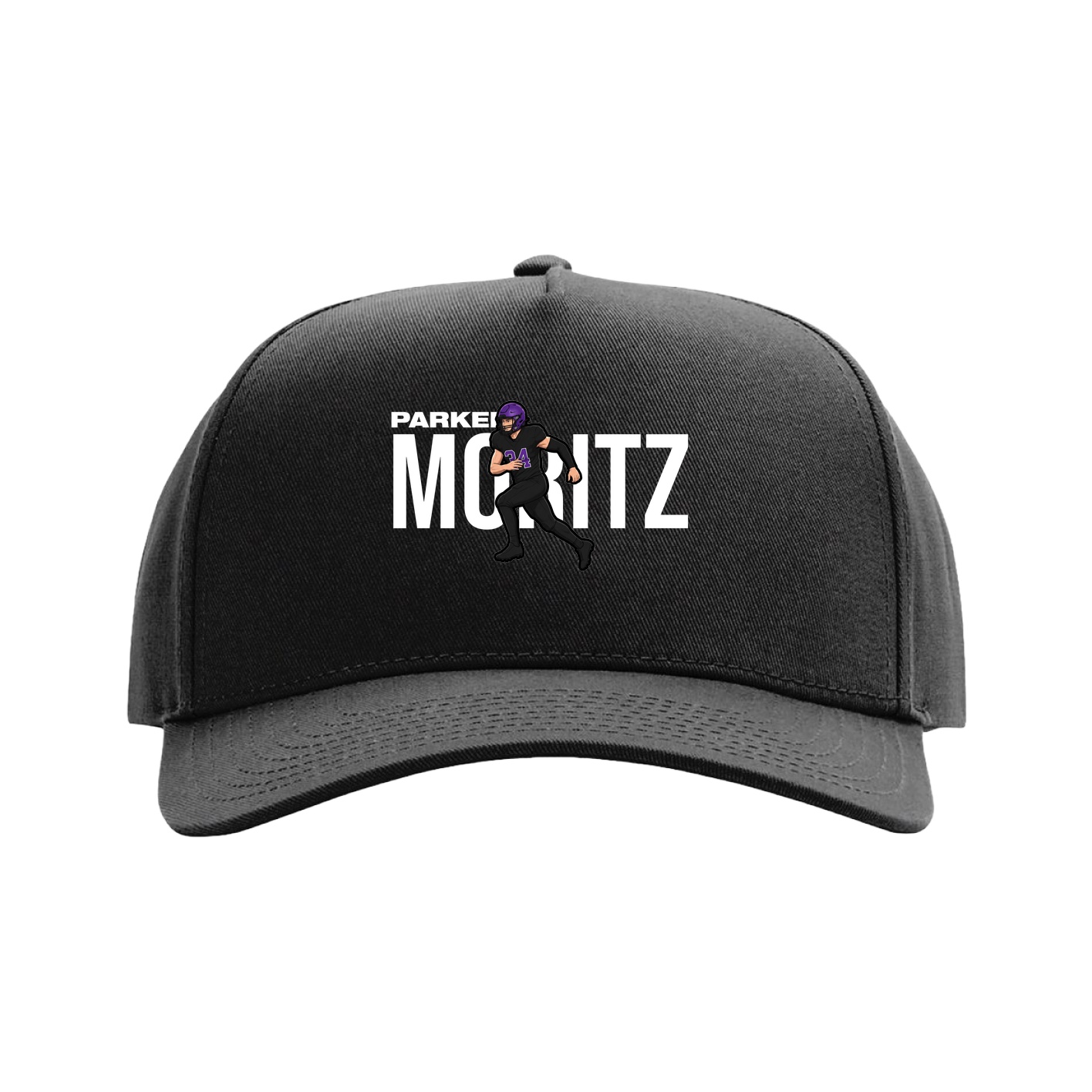 Full Fabric Five-Panel Champ Cap — Player Name in Black