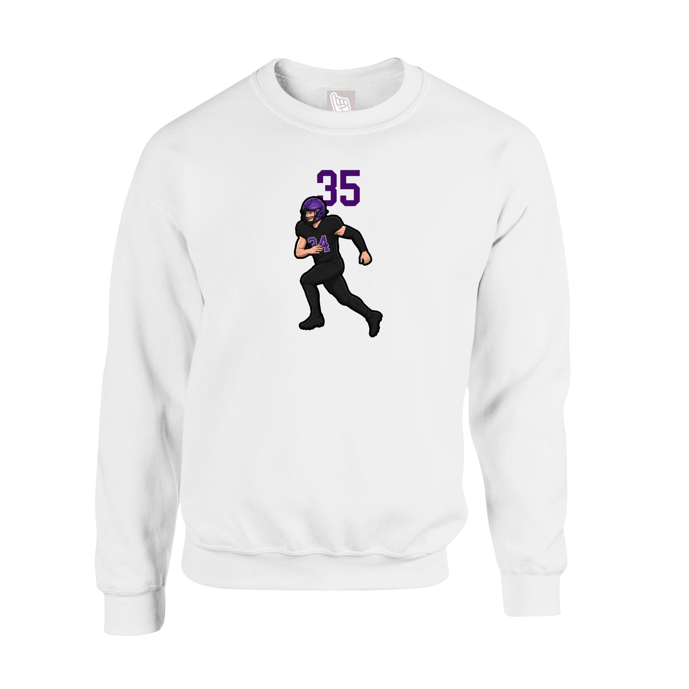 Fleece Crew — Number Top in White