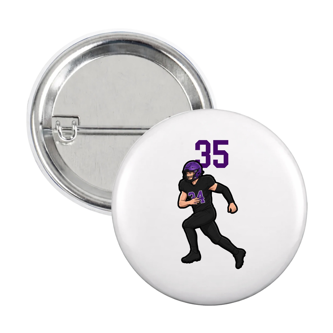 Game Day Button — Number Top in White