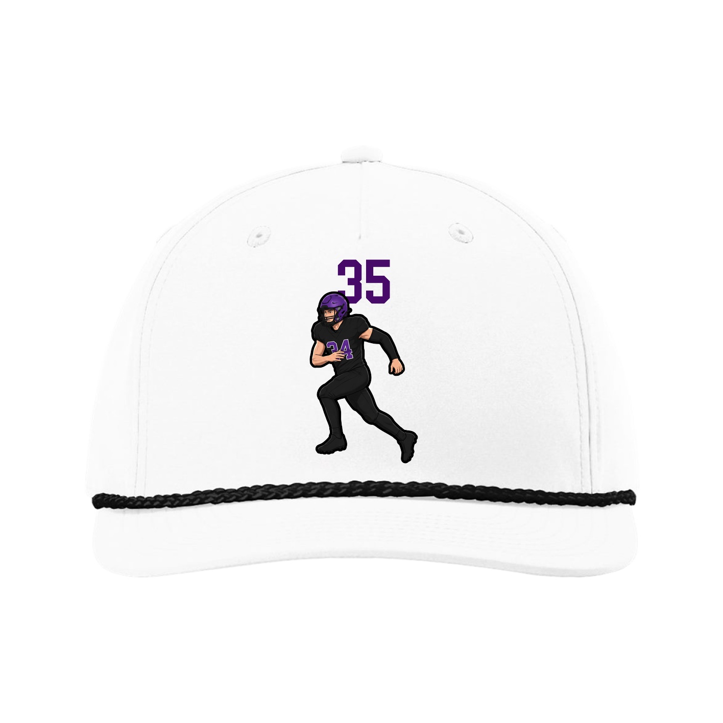 Five-Panel Classic Rope Cap — Number Top in White