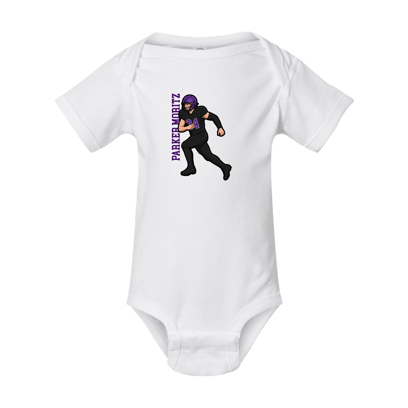 Baby Onesie — Name Vertical in White
