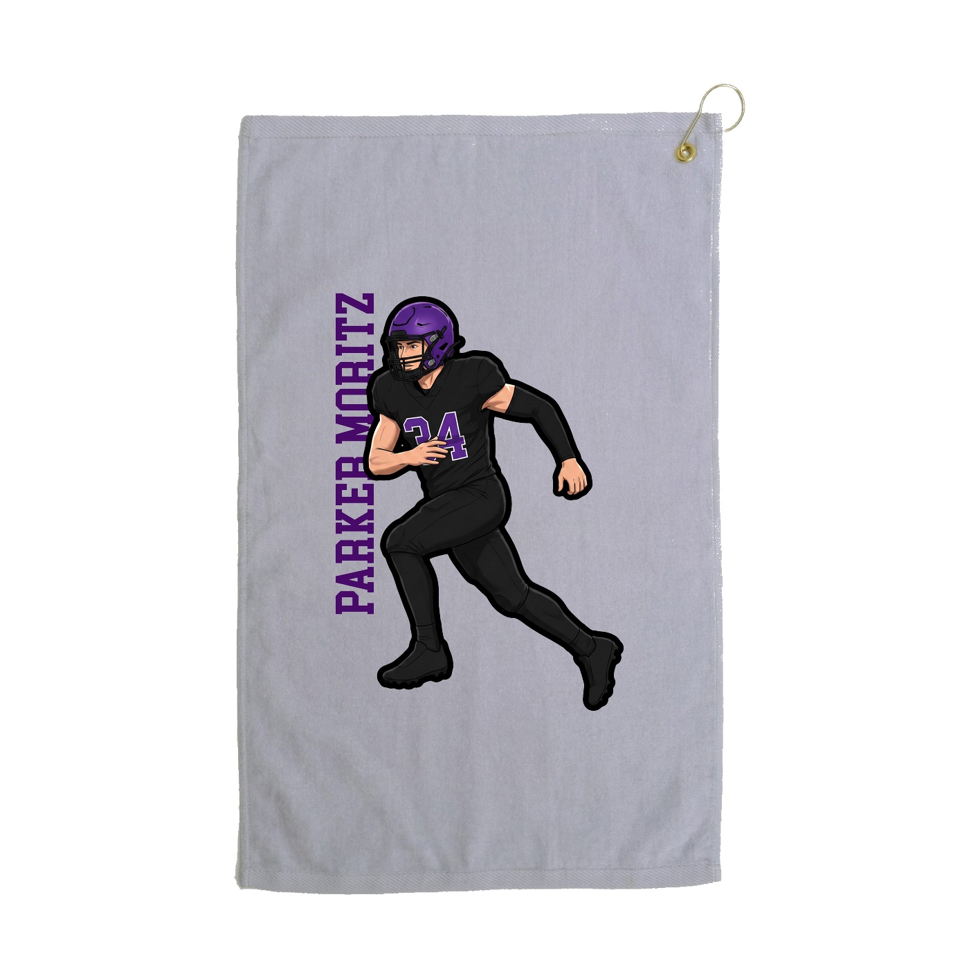 Golf Towel — Name Vertical in Grey