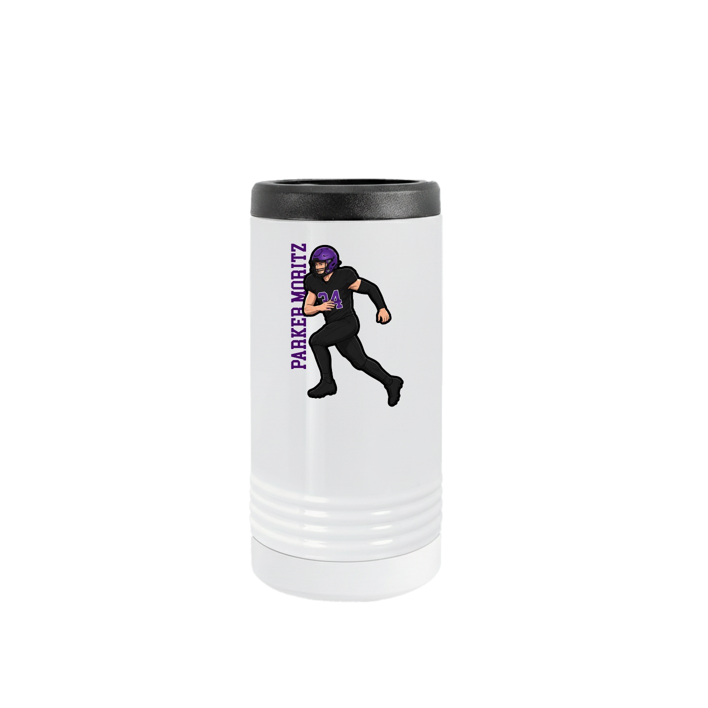 Slim Beverage Holder — Name Vertical in White