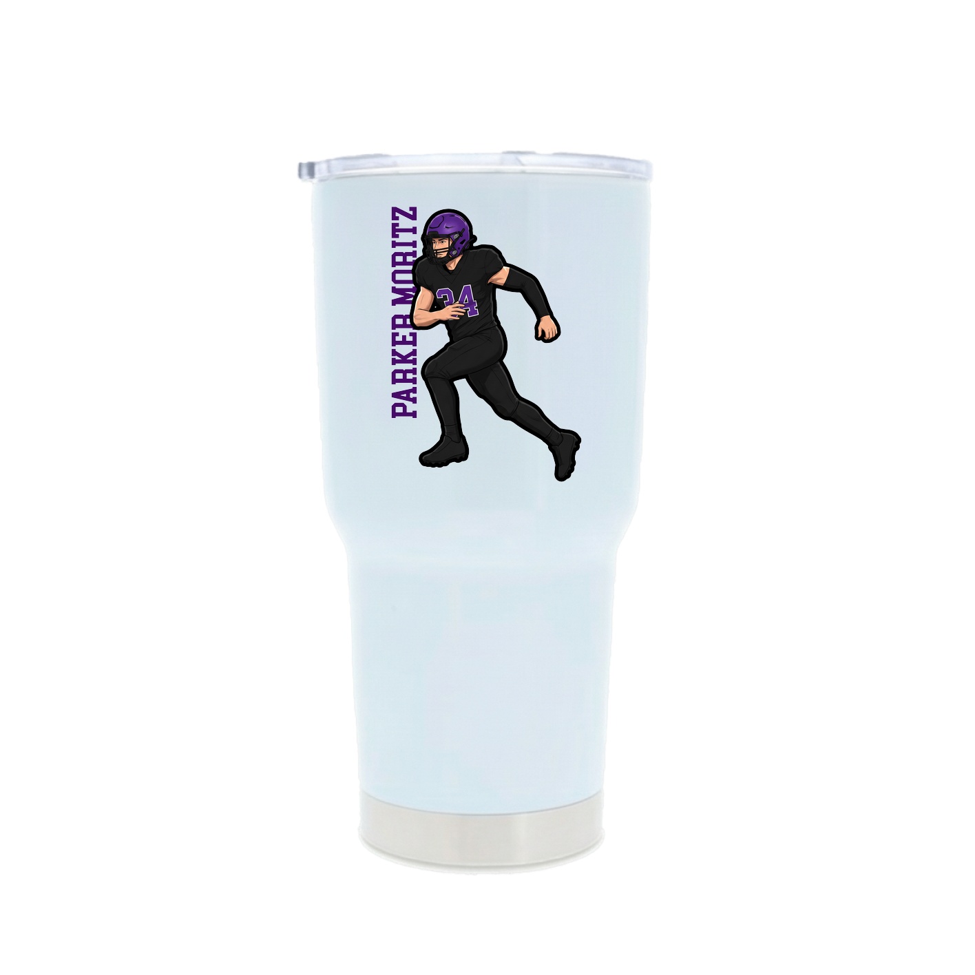 30oz Stainless Steel Tumbler — Name Vertical in White
