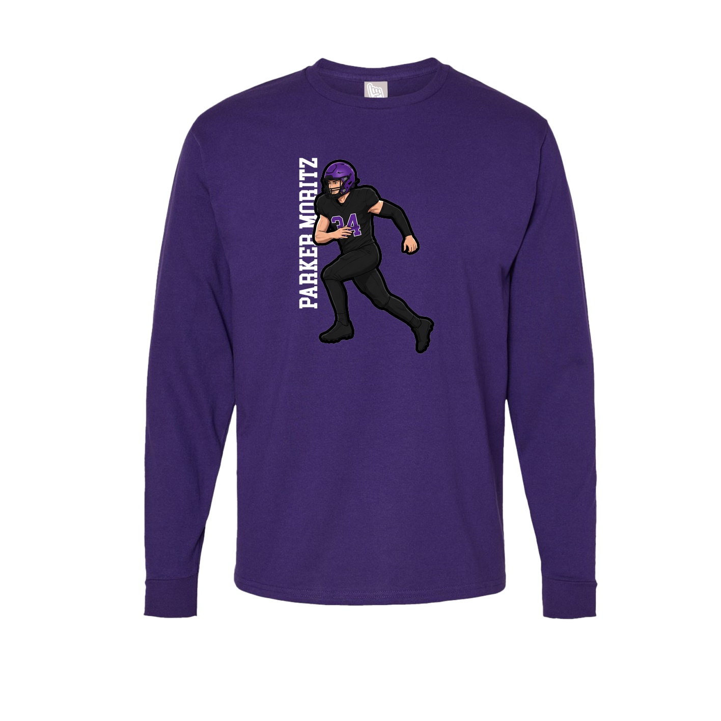 Long Sleeve Tee — Name Vertical in Purple