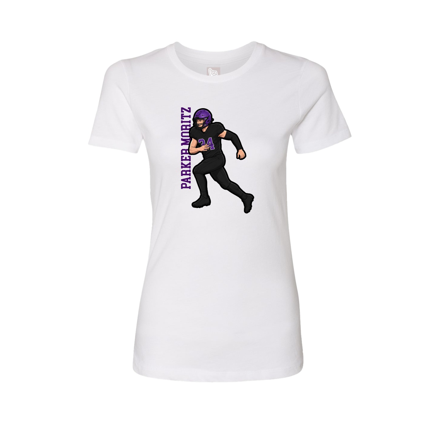 Fitted Women's Tee — Name Vertical in White