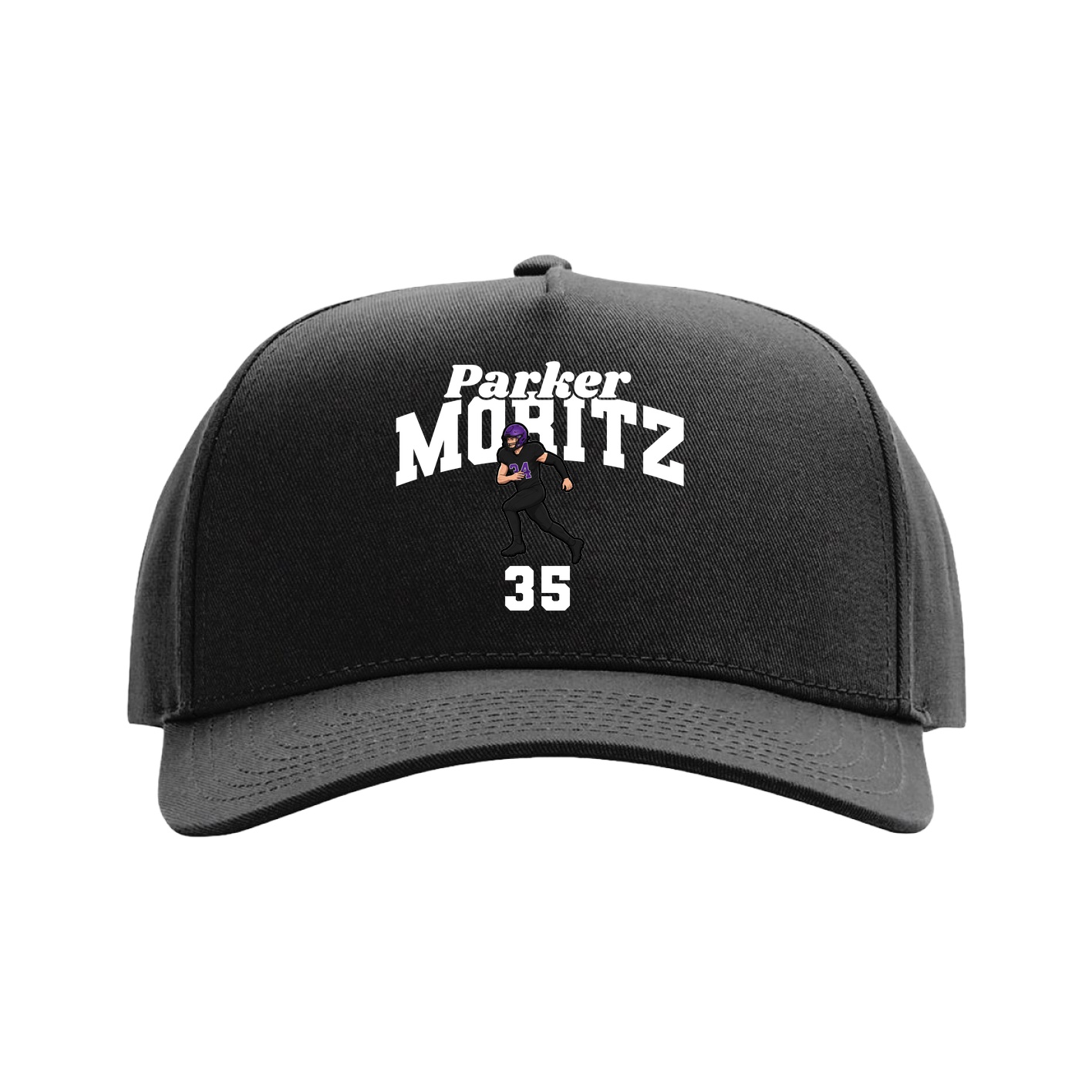 Full Fabric Five-Panel Champ Cap — Signature Arch in Black