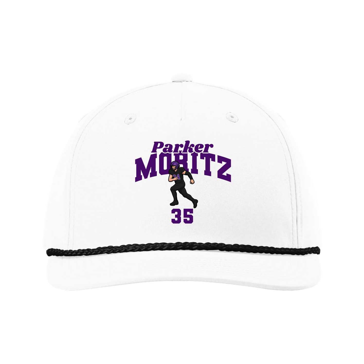 Five-Panel Classic Rope Cap — Signature Arch in White