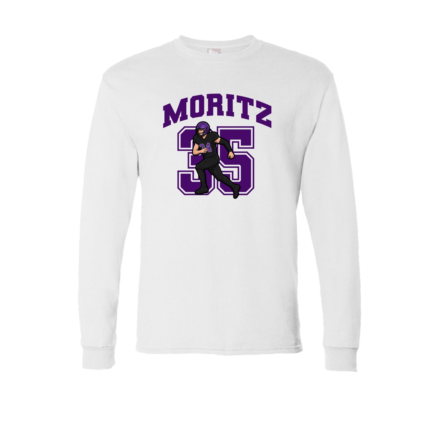 Long Sleeve Tee — Number in White