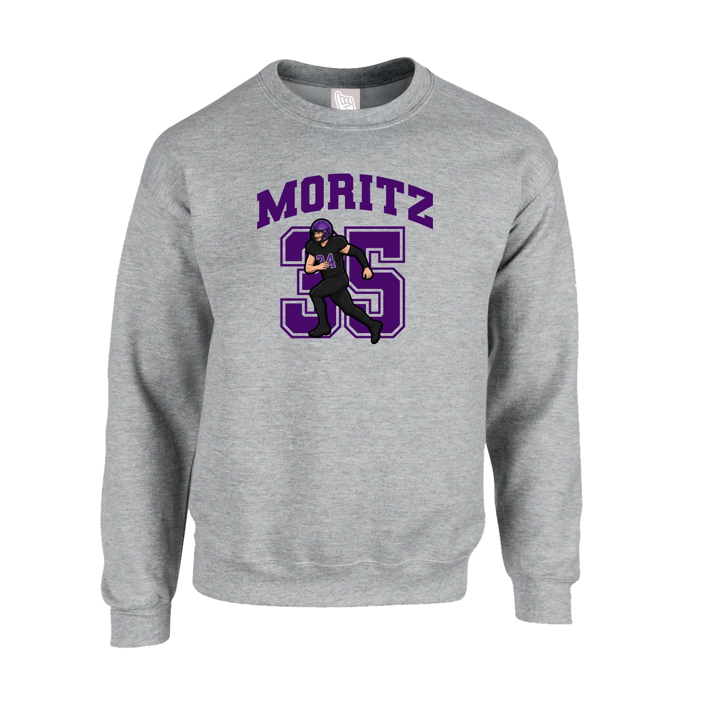 Fleece Crew — Number in Grey