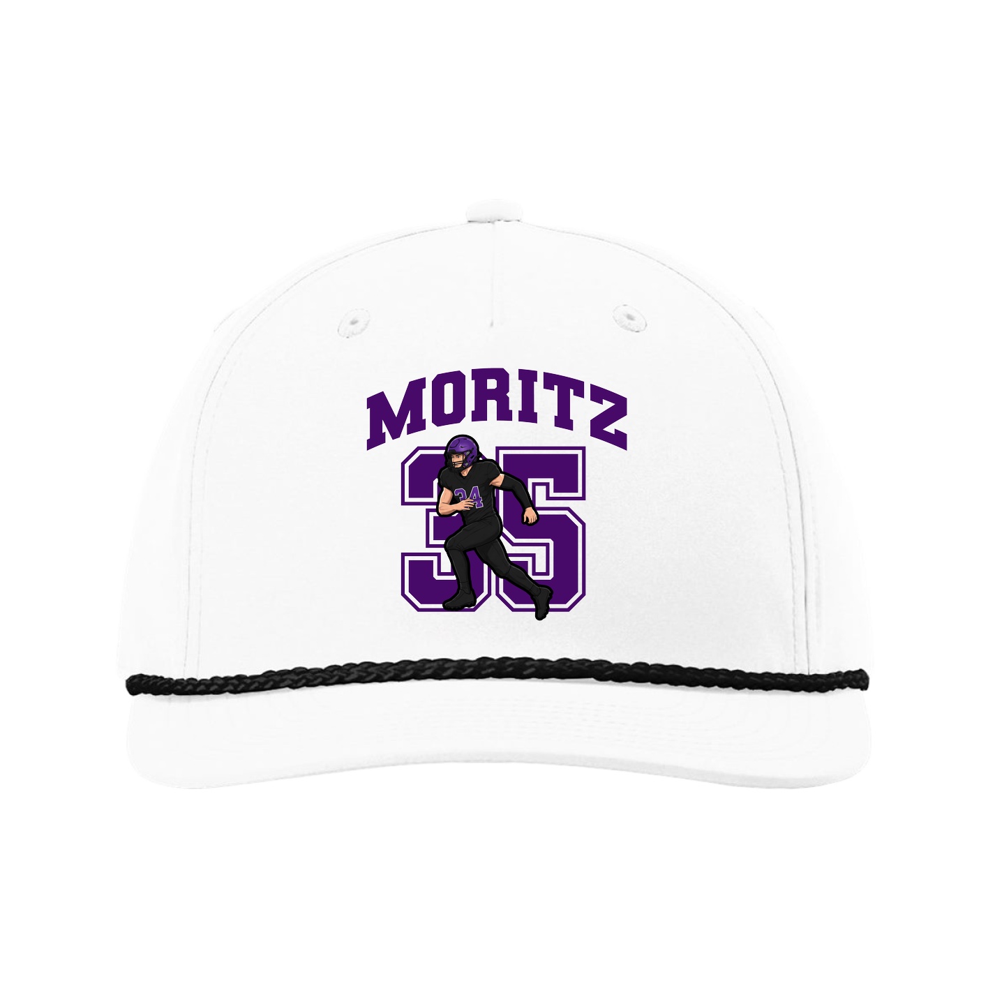 Five-Panel Classic Rope Cap — Number in White