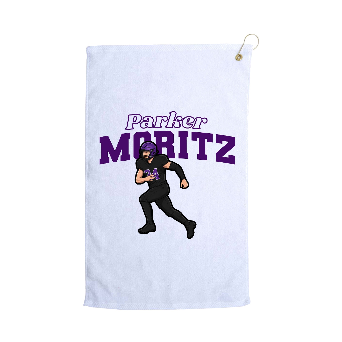 Golf Towel — Name Arch in White