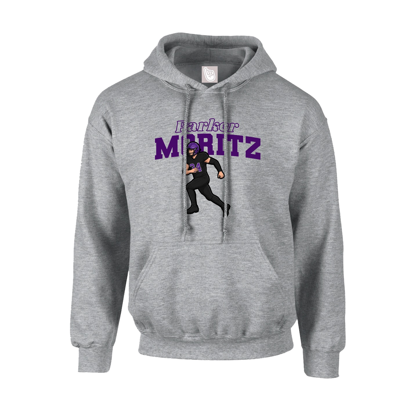 Hoodie — Name Arch in Grey
