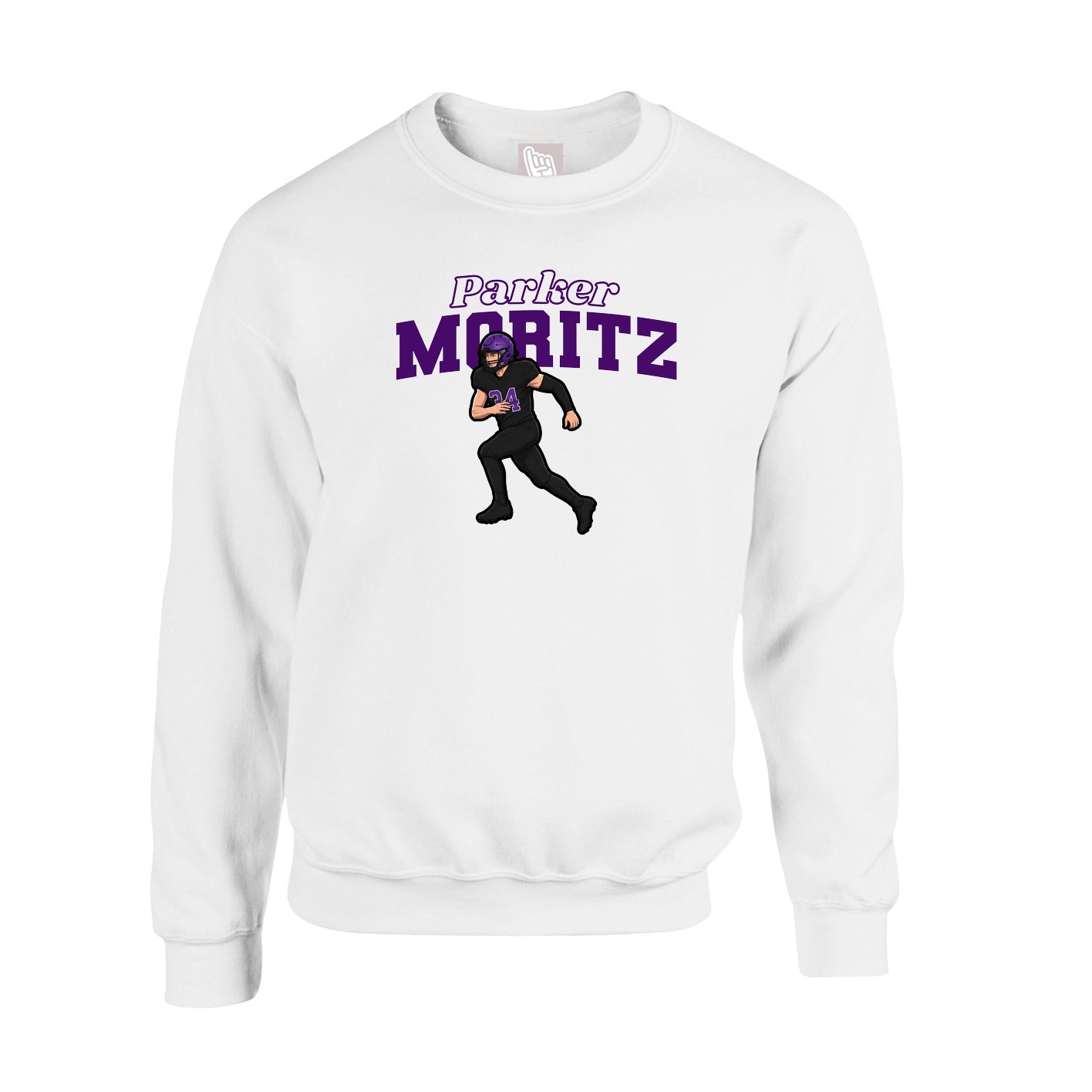 Fleece Crew — Name Arch in White
