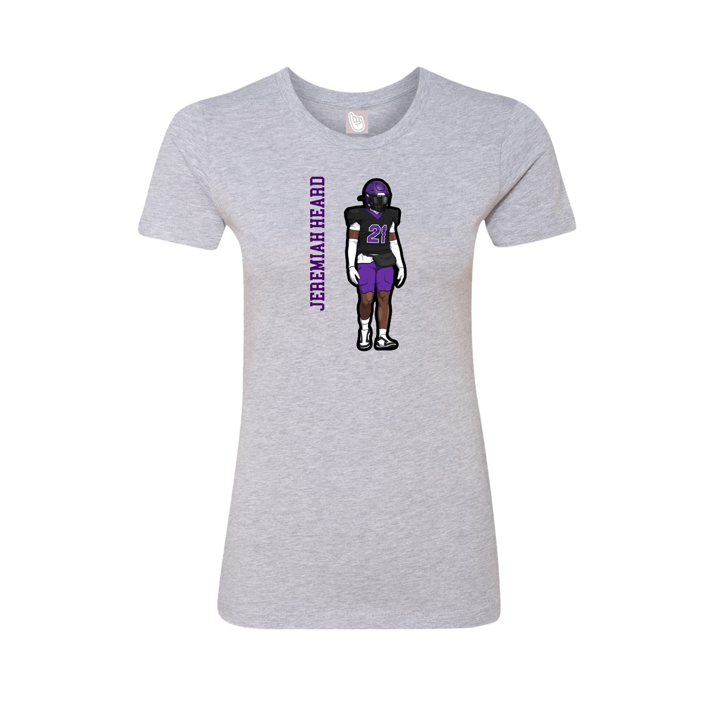 Fitted Women's Tee — Name Vertical in Grey