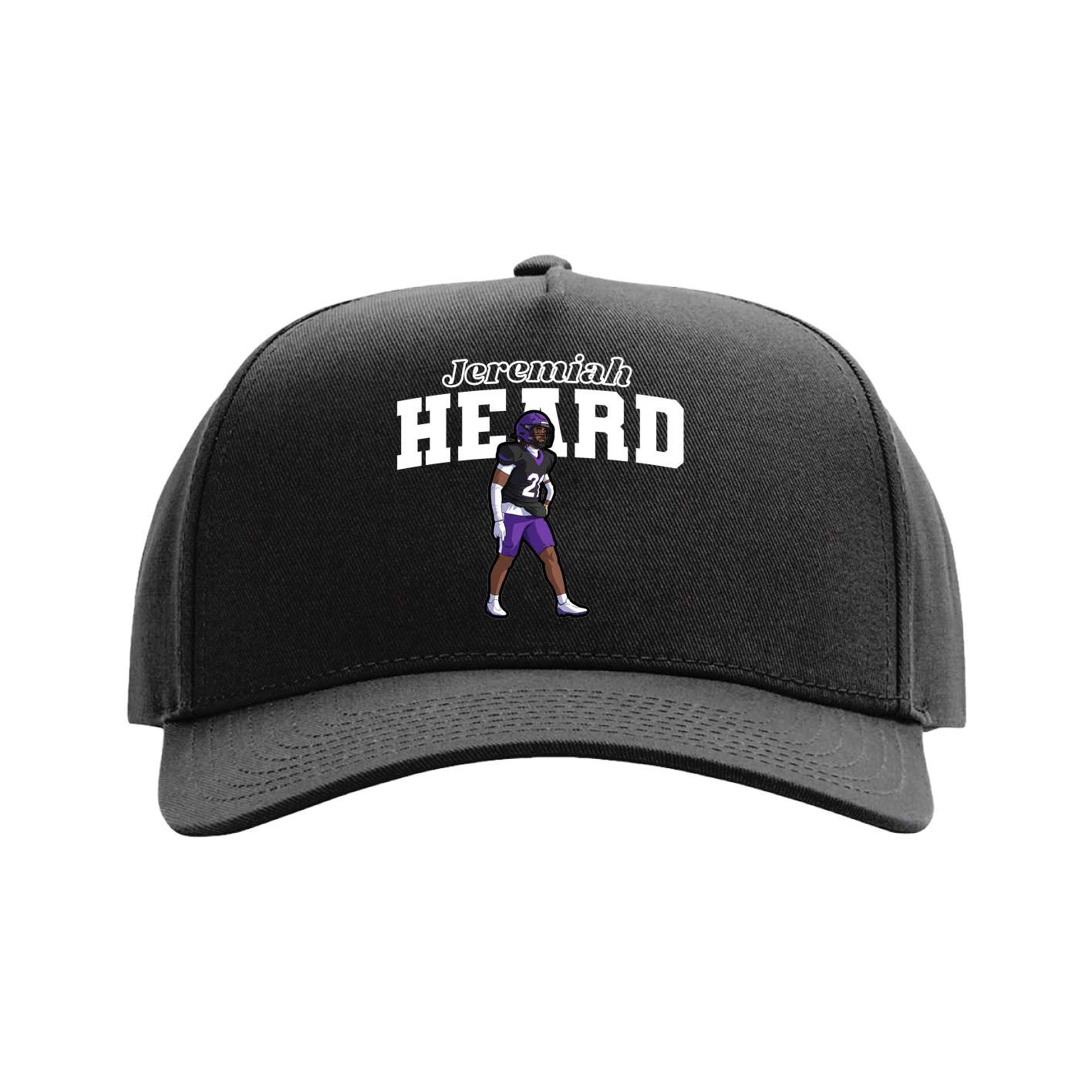 Full Fabric Five-Panel Champ Cap — Name Arch in Black