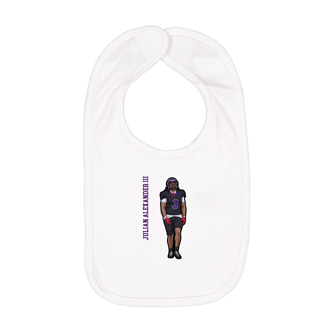 Infant Bib — Name Vertical in White