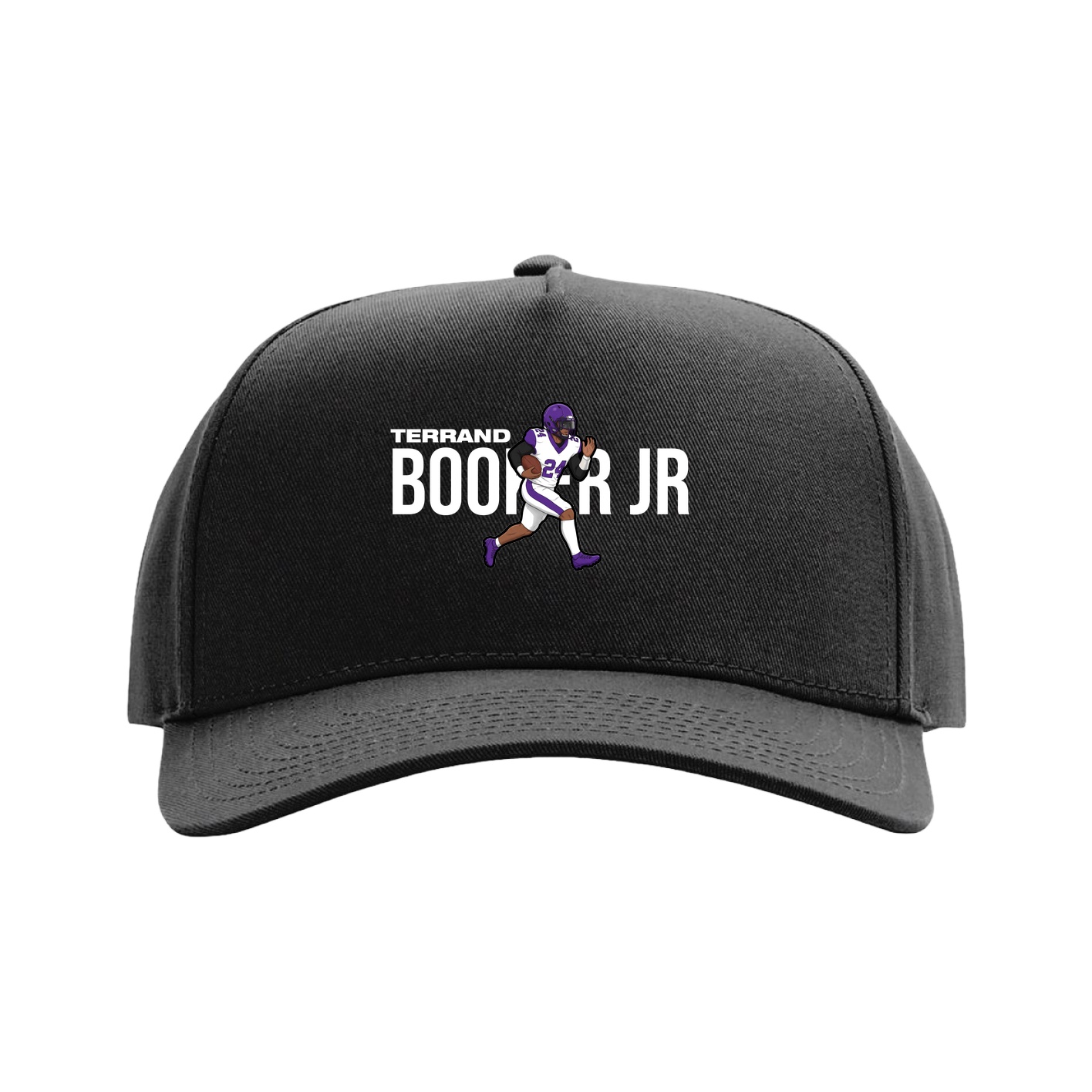 Full Fabric Five-Panel Champ Cap — Player Name in Black