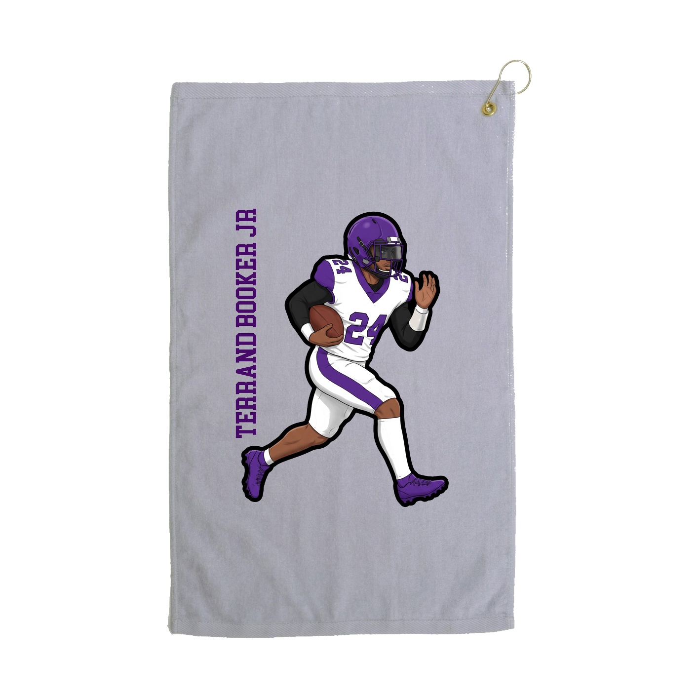 Golf Towel — Name Vertical in Grey