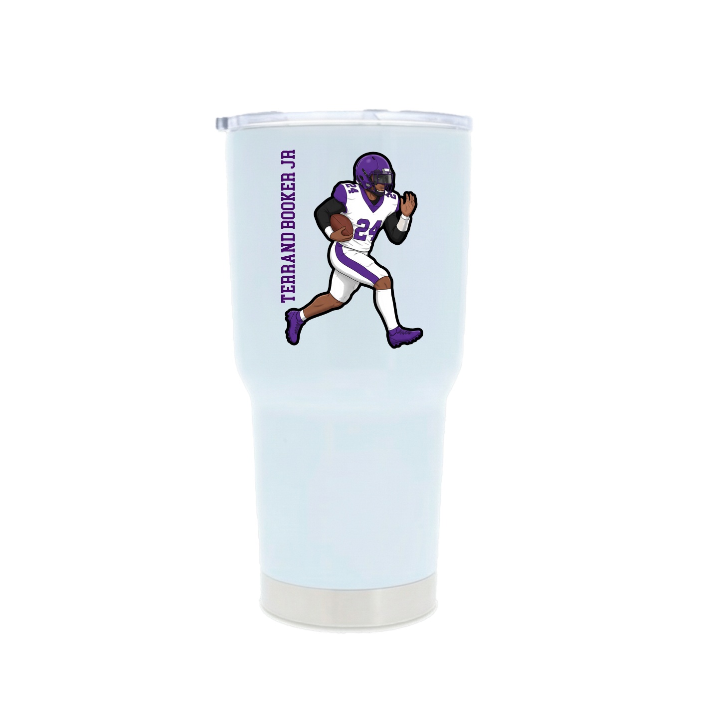 30oz Stainless Steel Tumbler — Name Vertical in White