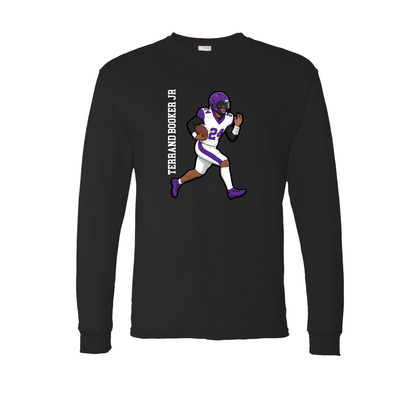 Long Sleeve Tee — Name Vertical in Black