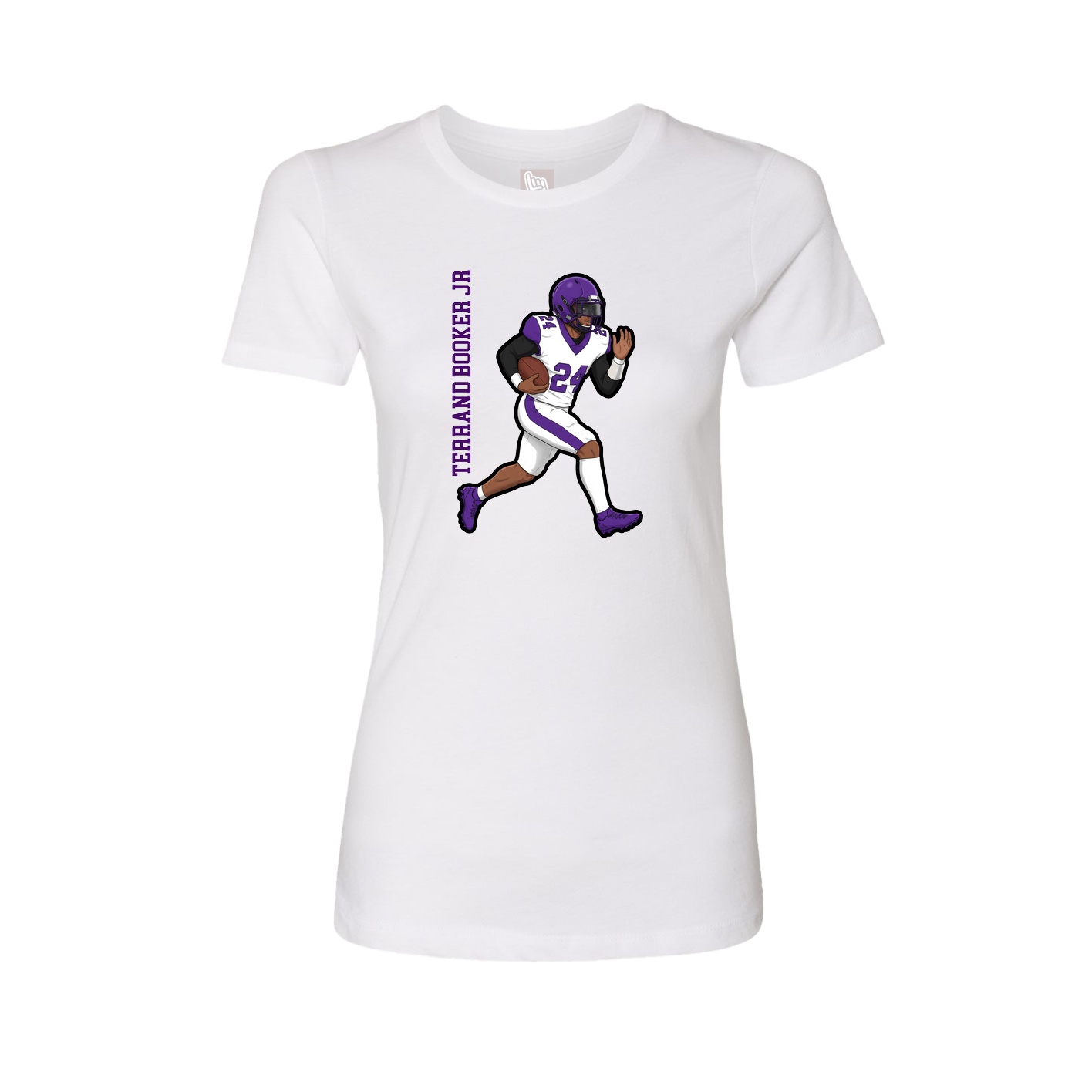 Fitted Women's Tee — Name Vertical in White