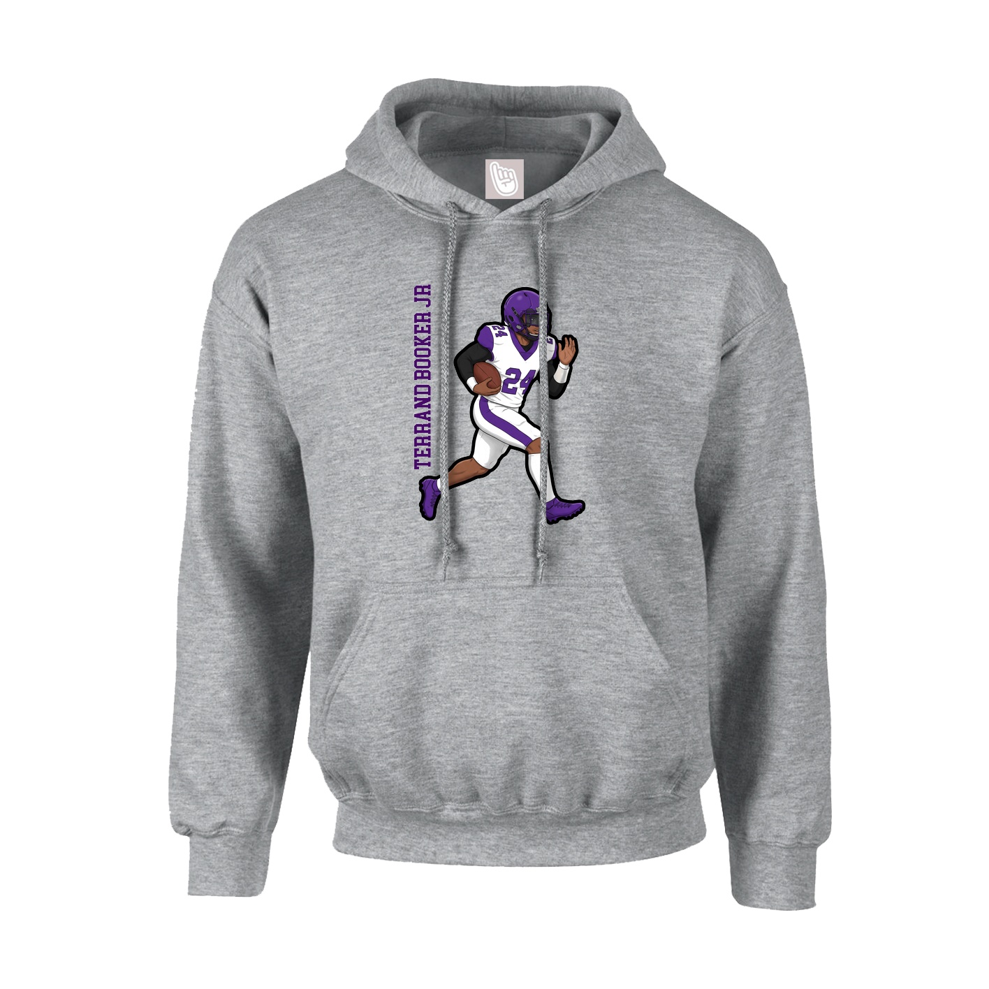 Youth Hoodie — Name Vertical in Grey