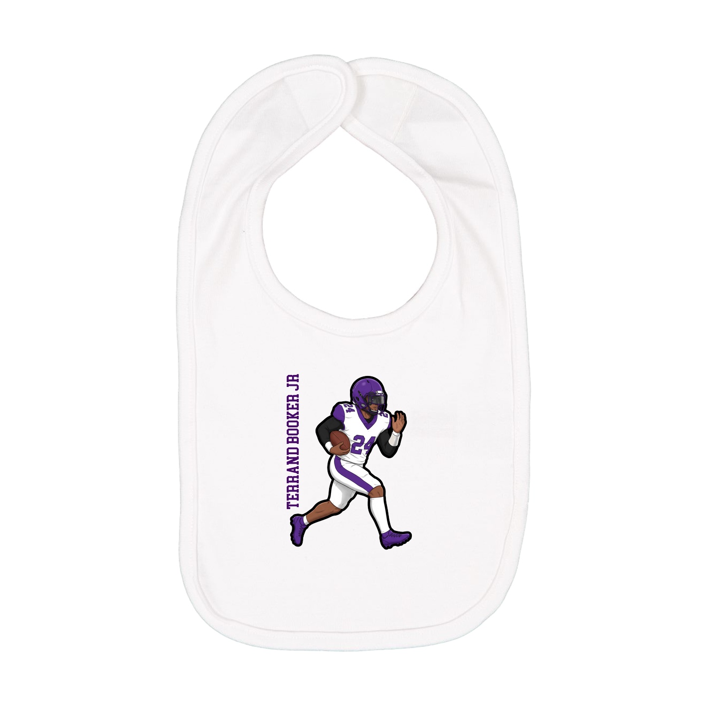 Infant Bib — Name Vertical in White