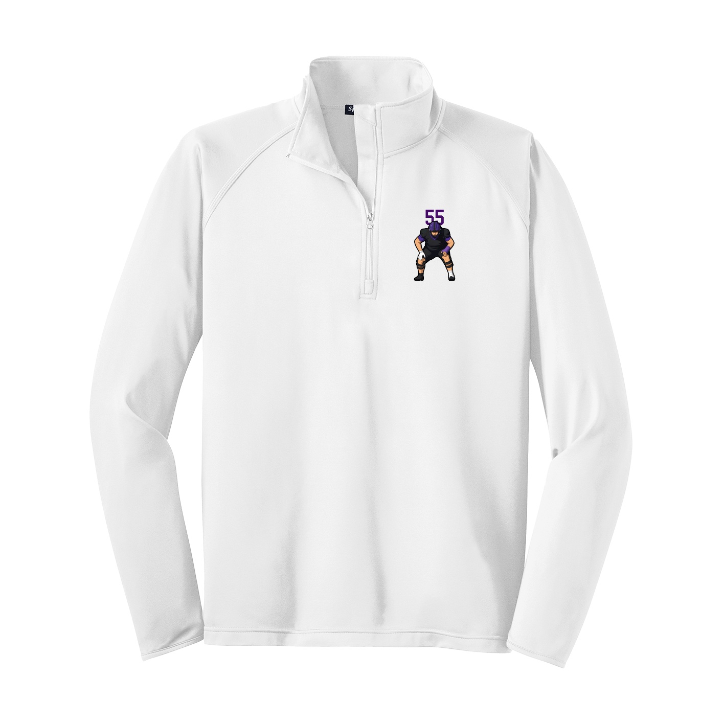 Q-Zip Pullover — Number Top in White