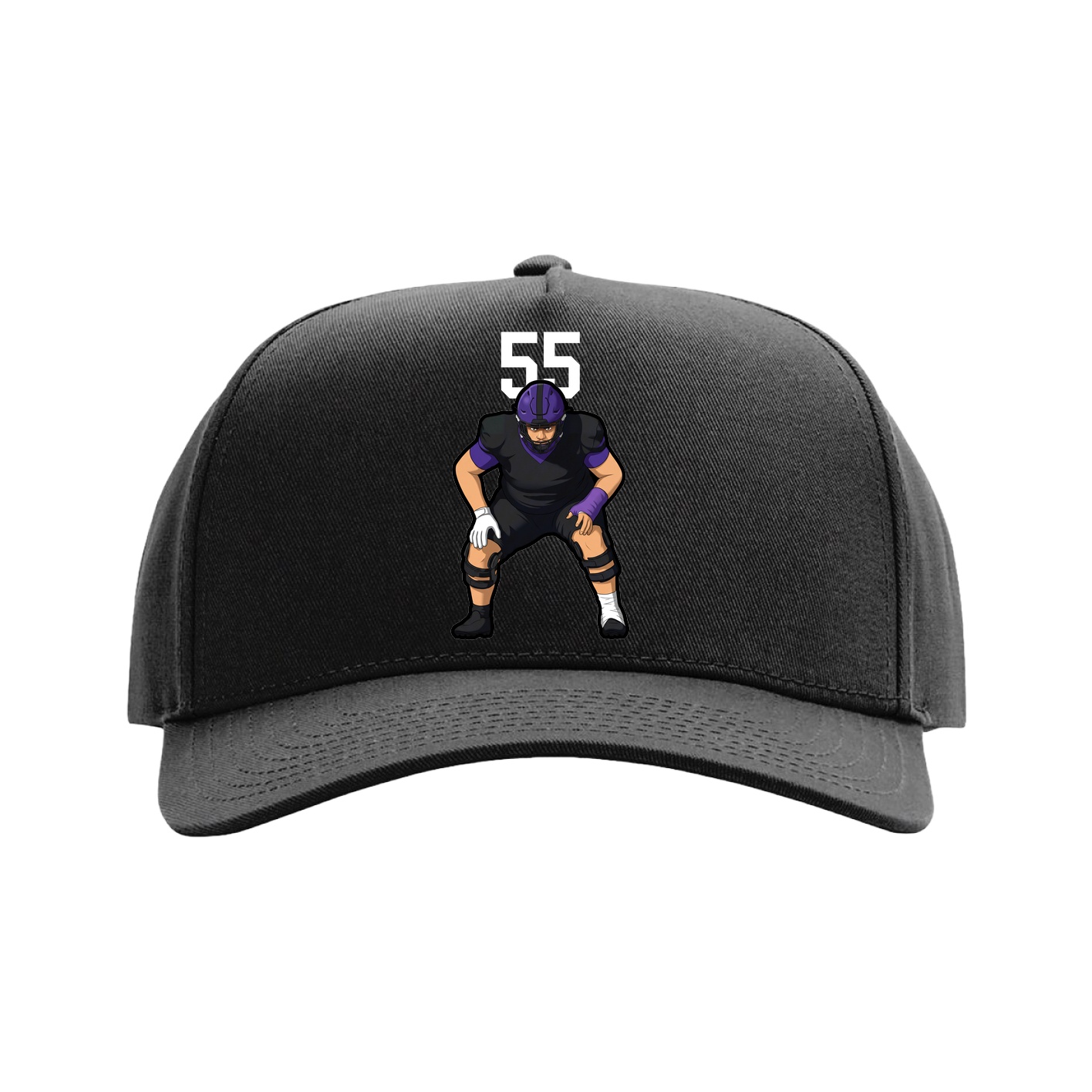 Full Fabric Five-Panel Champ Cap — Number Top in Black
