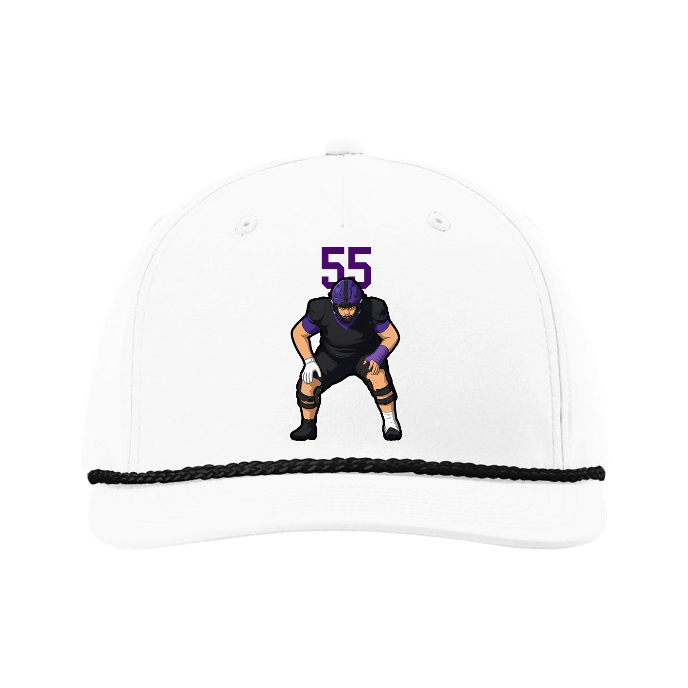 Five-Panel Classic Rope Cap — Number Top in White