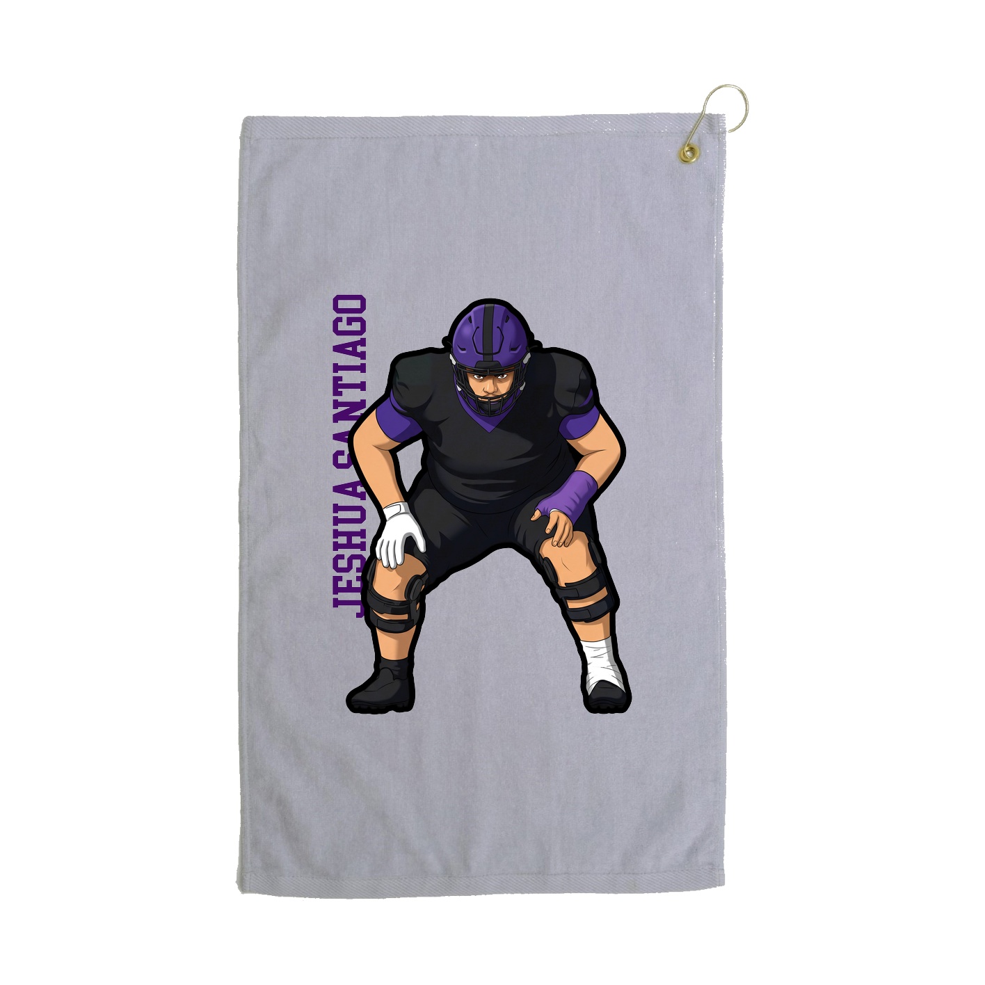 Golf Towel — Name Vertical in Grey