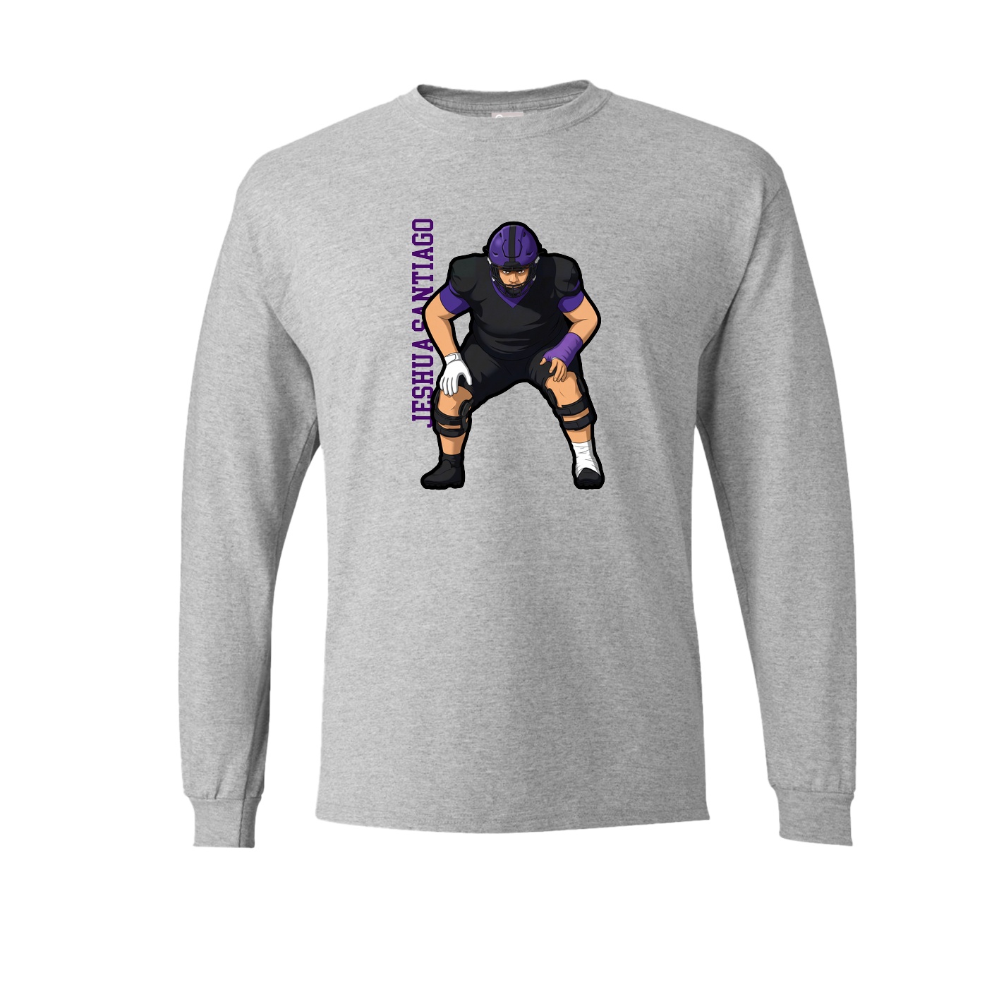 Long Sleeve Tee — Name Vertical in Grey