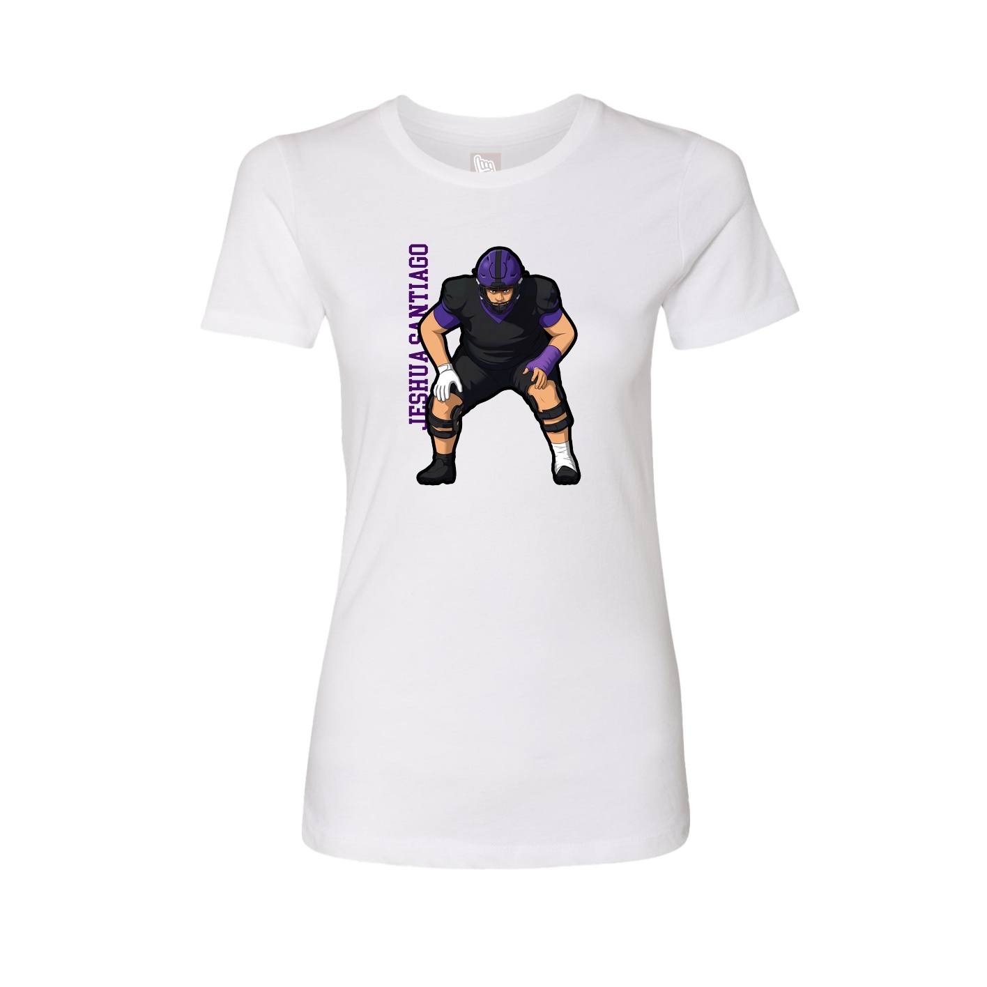 Fitted Women's Tee — Name Vertical in White