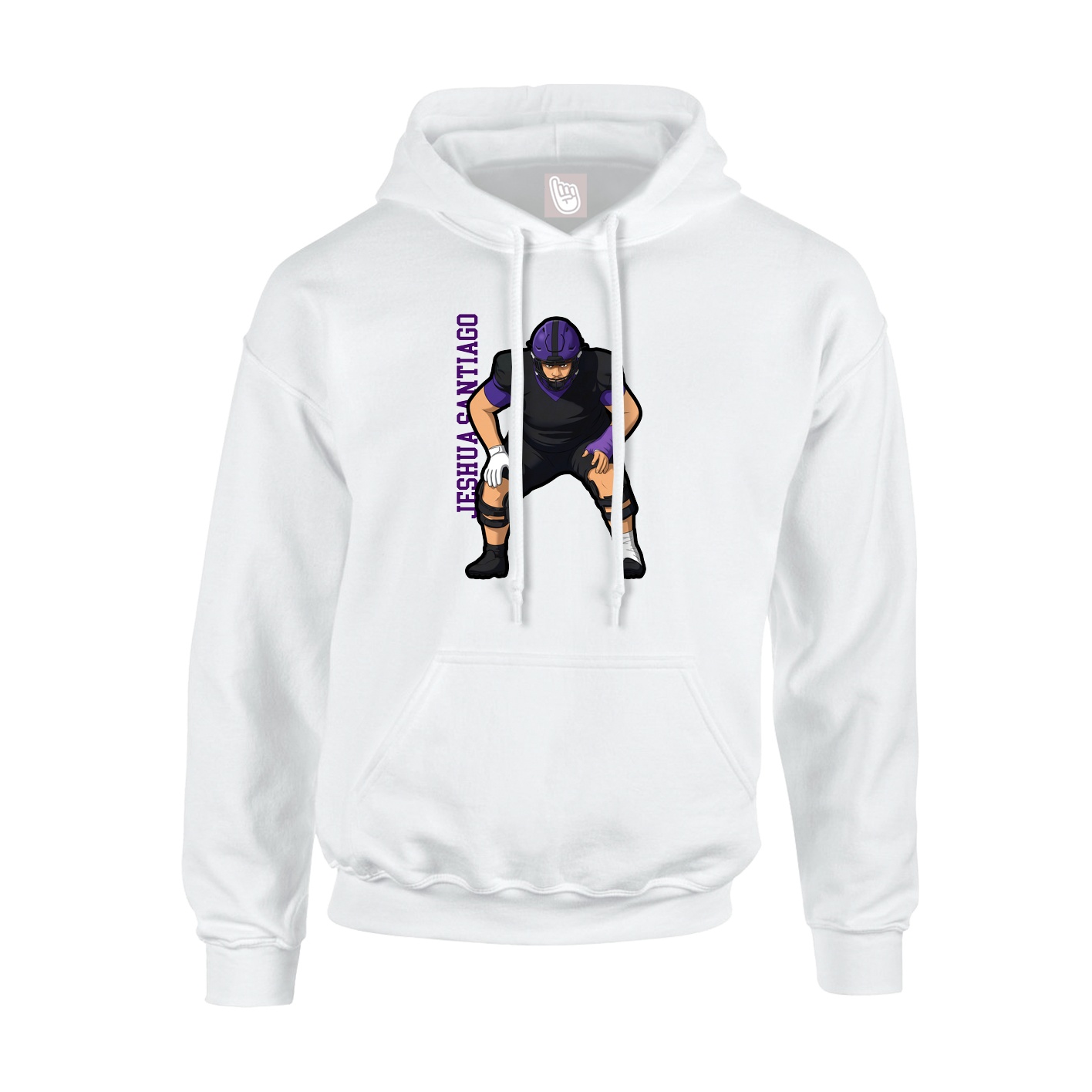 Youth Hoodie — Name Vertical in White