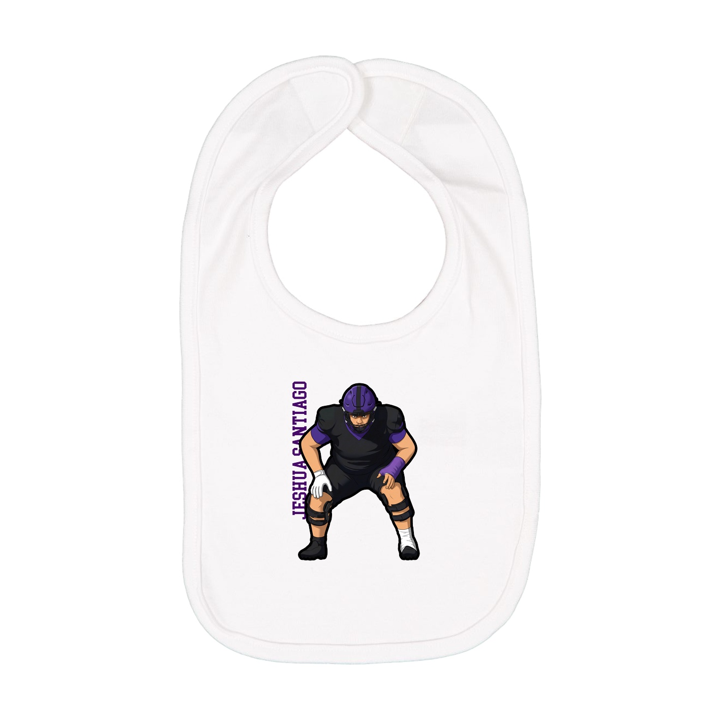 Infant Bib — Name Vertical in White