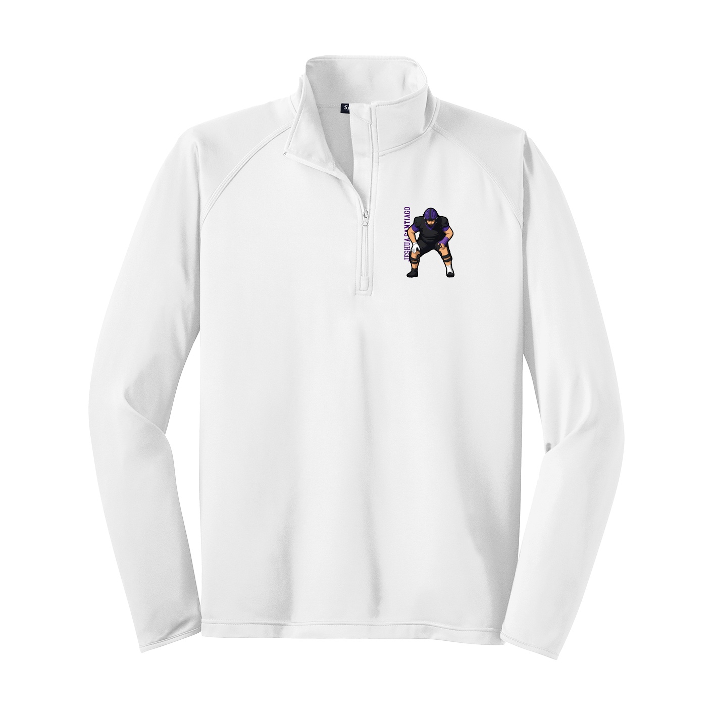 Q-Zip Pullover — Name Vertical in White