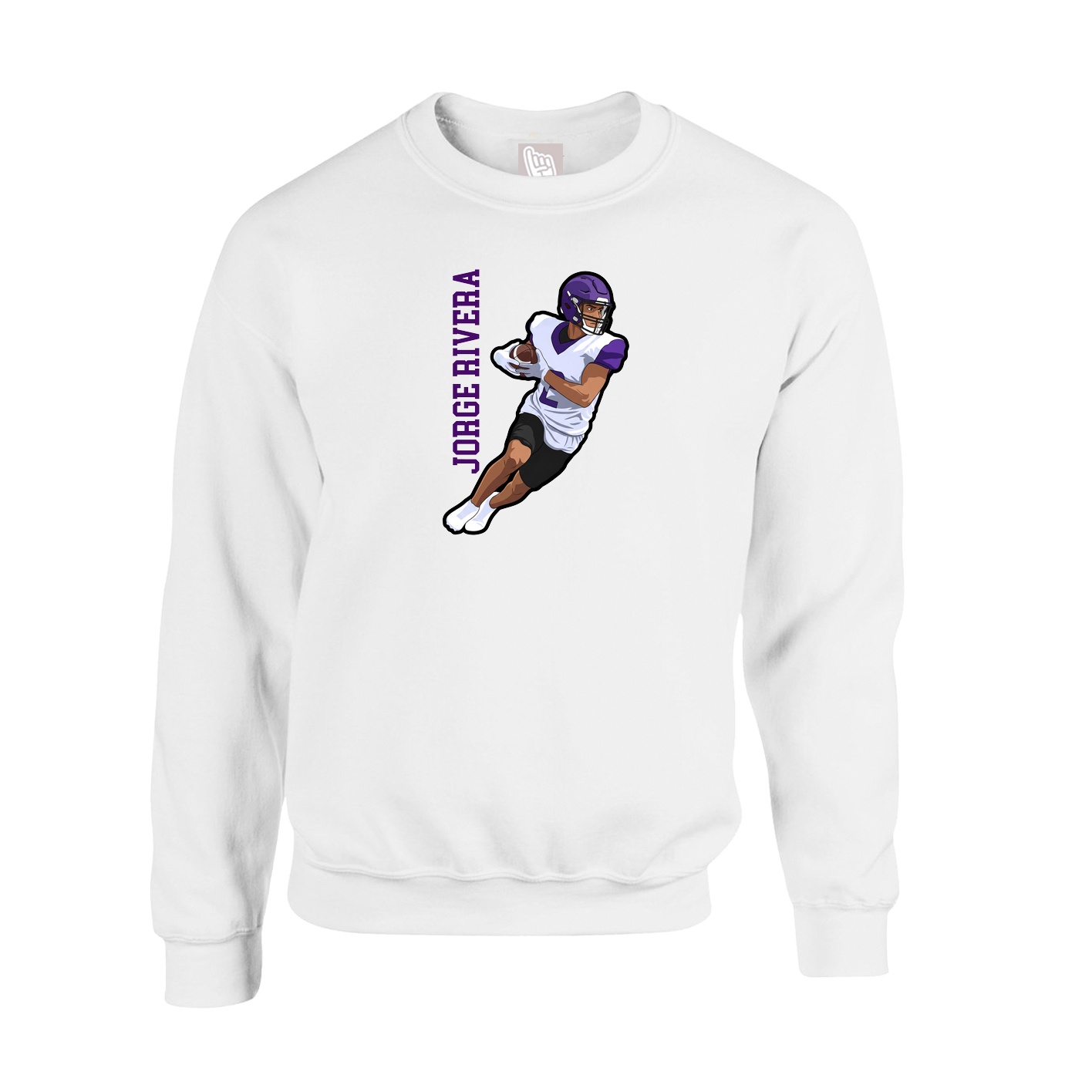 Fleece Crew — Name Vertical in White