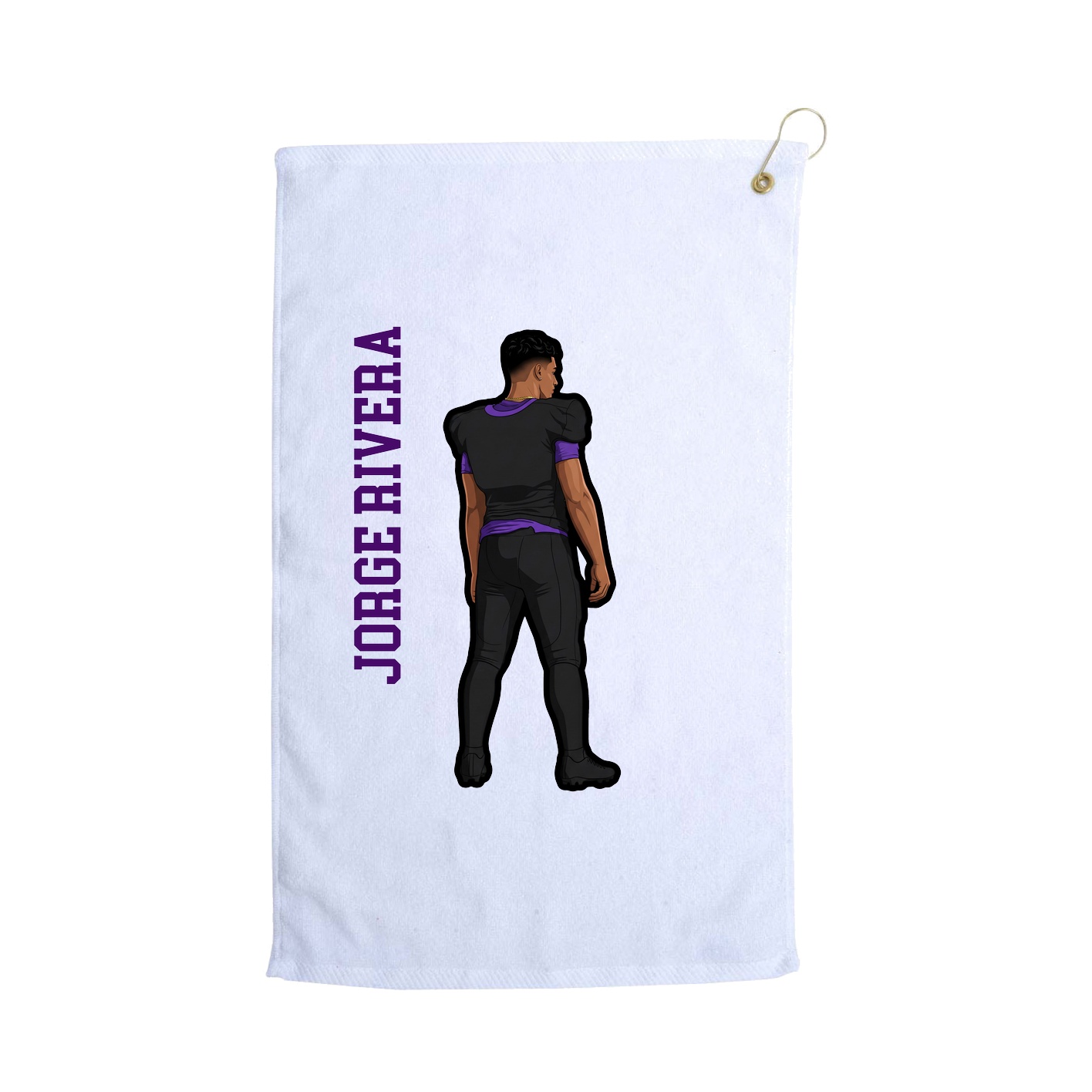 Golf Towel — Name Vertical in White