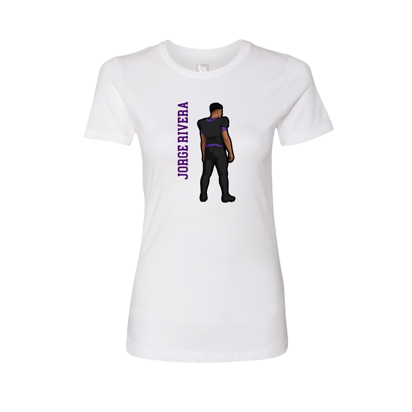 Fitted Women's Tee — Name Vertical in White