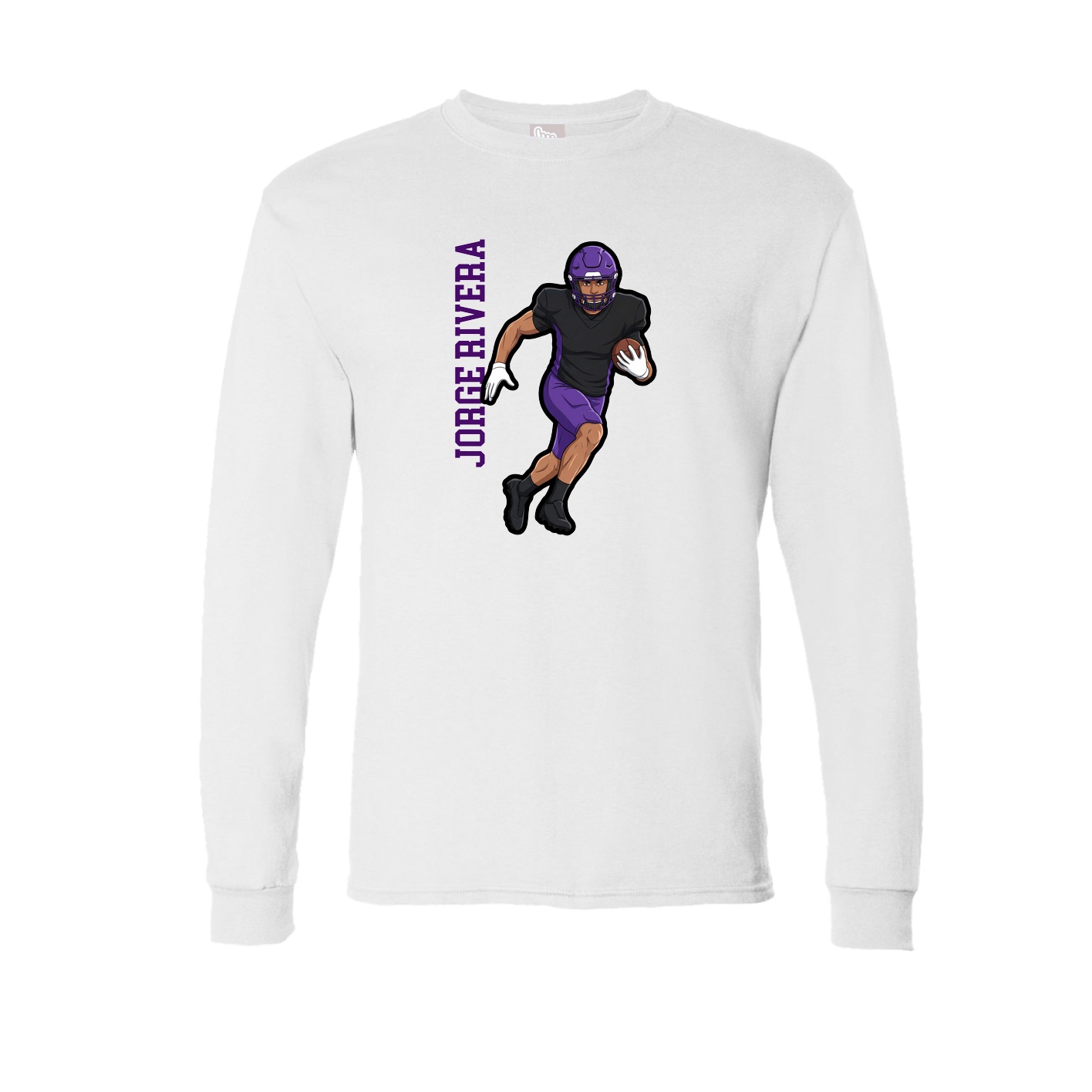 Long Sleeve Tee — Name Vertical in White