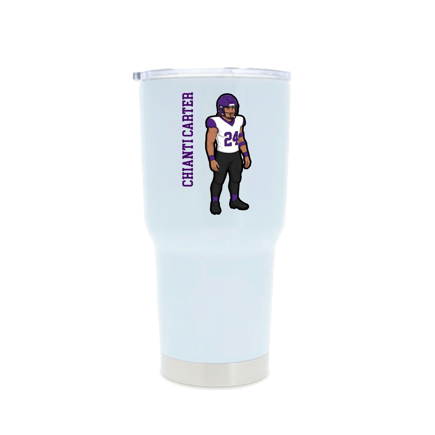 30oz Stainless Steel Tumbler — Name Vertical in White