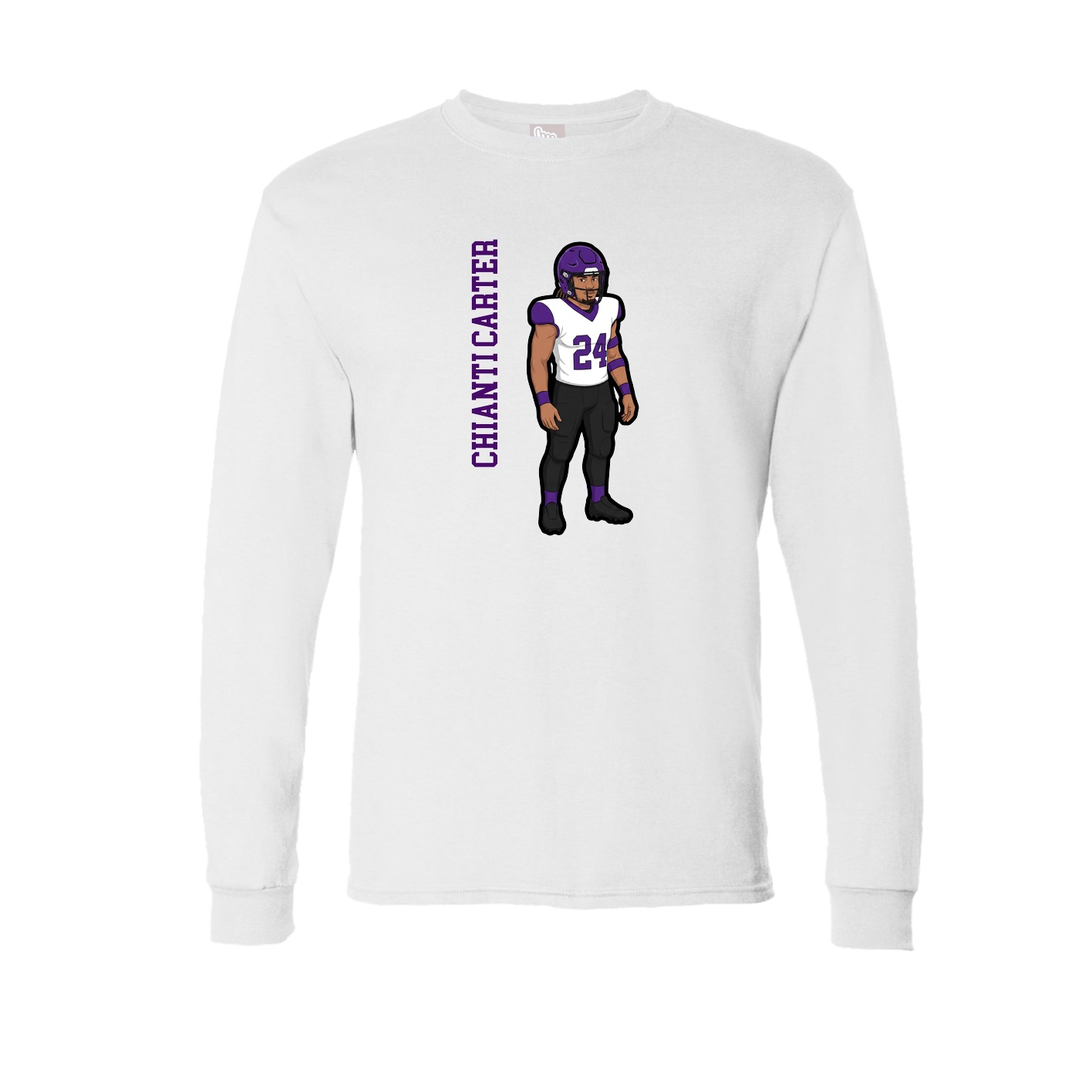 Long Sleeve Tee — Name Vertical in White