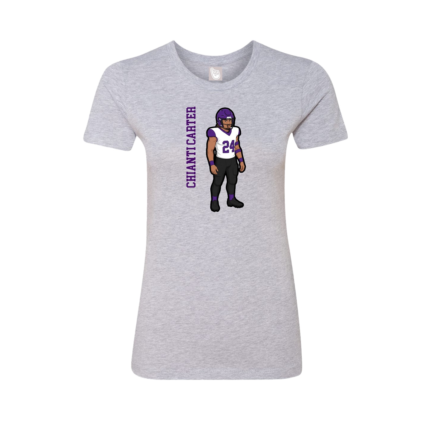Fitted Women's Tee — Name Vertical in Grey