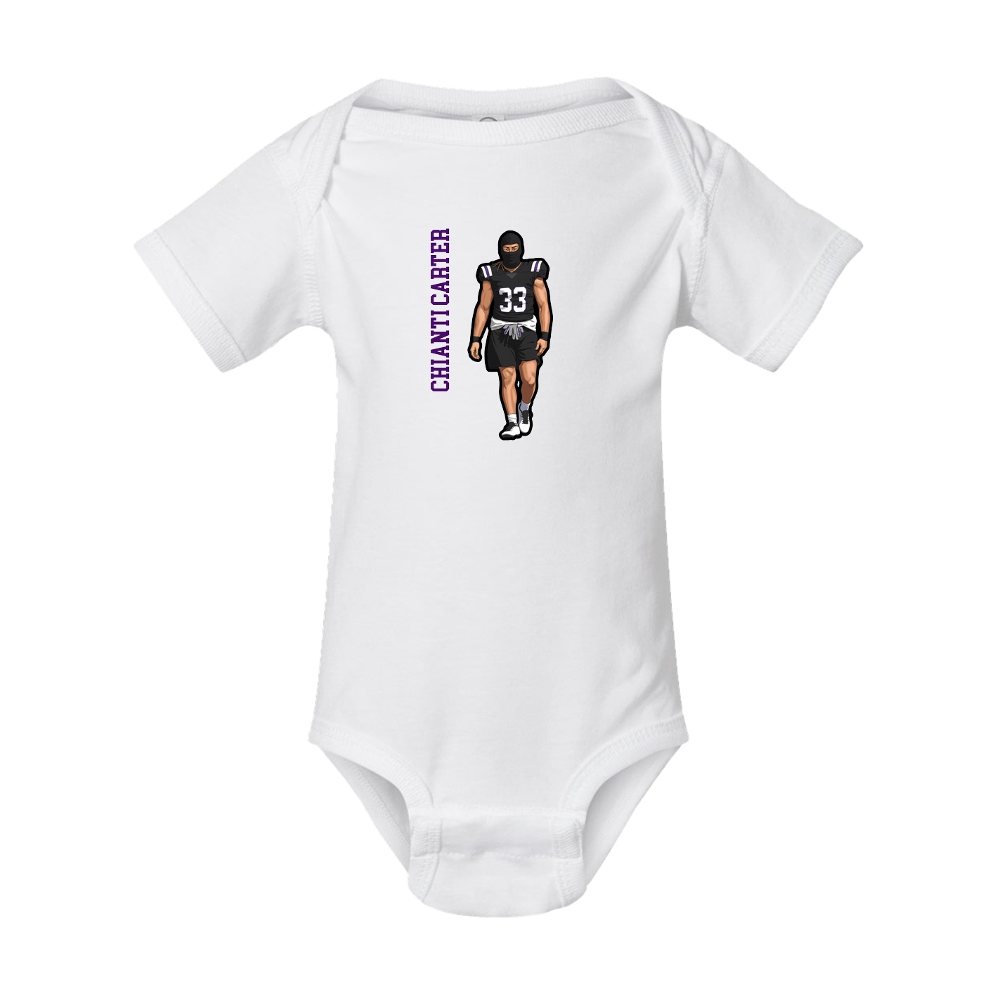 Baby Onesie — Name Vertical in White