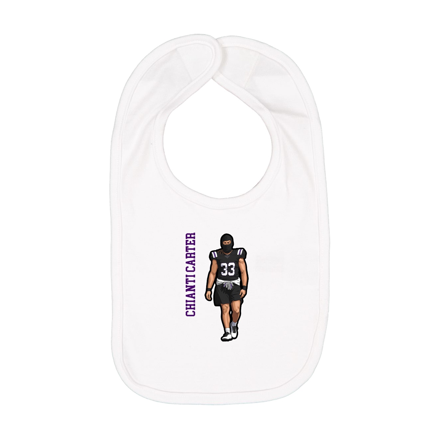 Infant Bib — Name Vertical in White