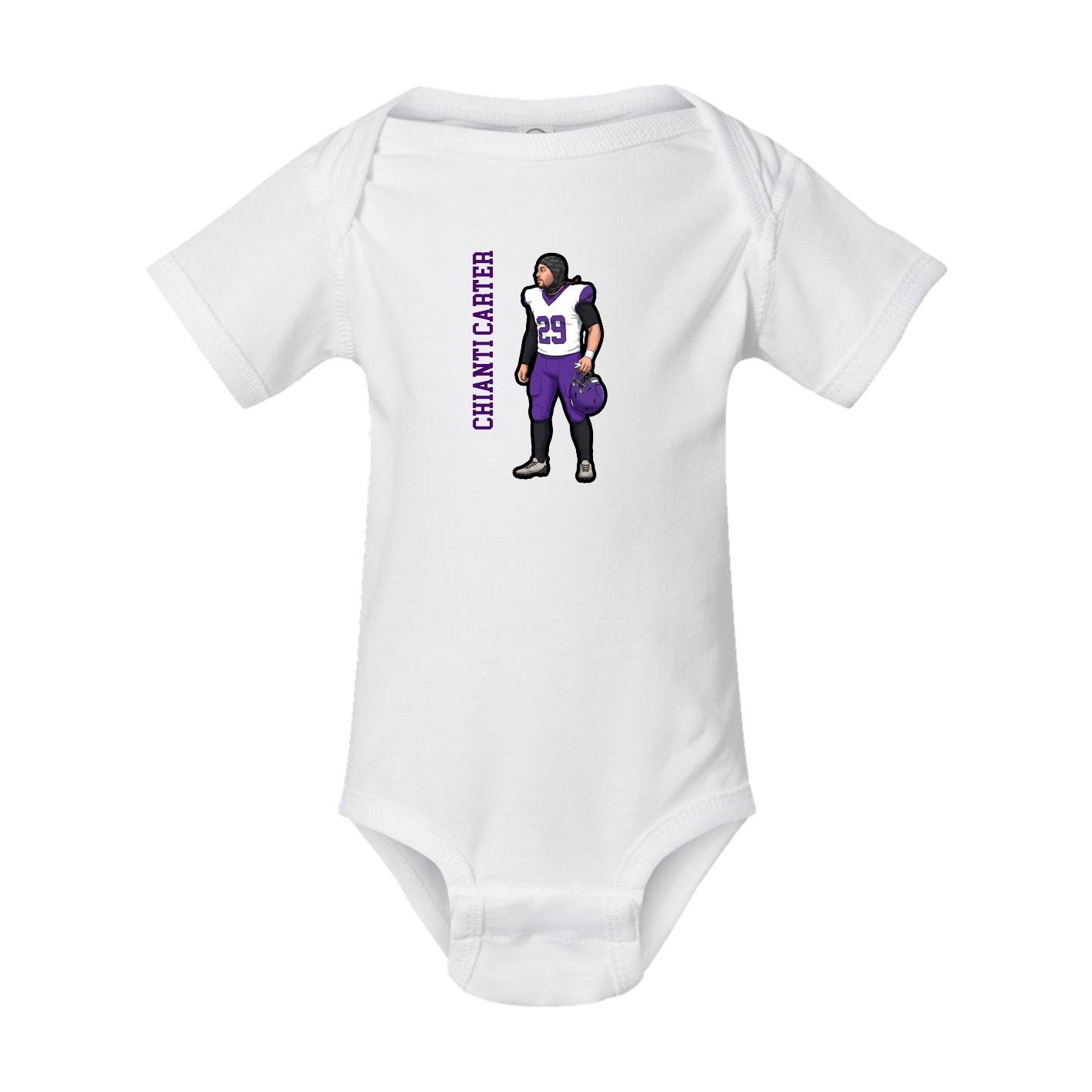Baby Onesie — Name Vertical in White