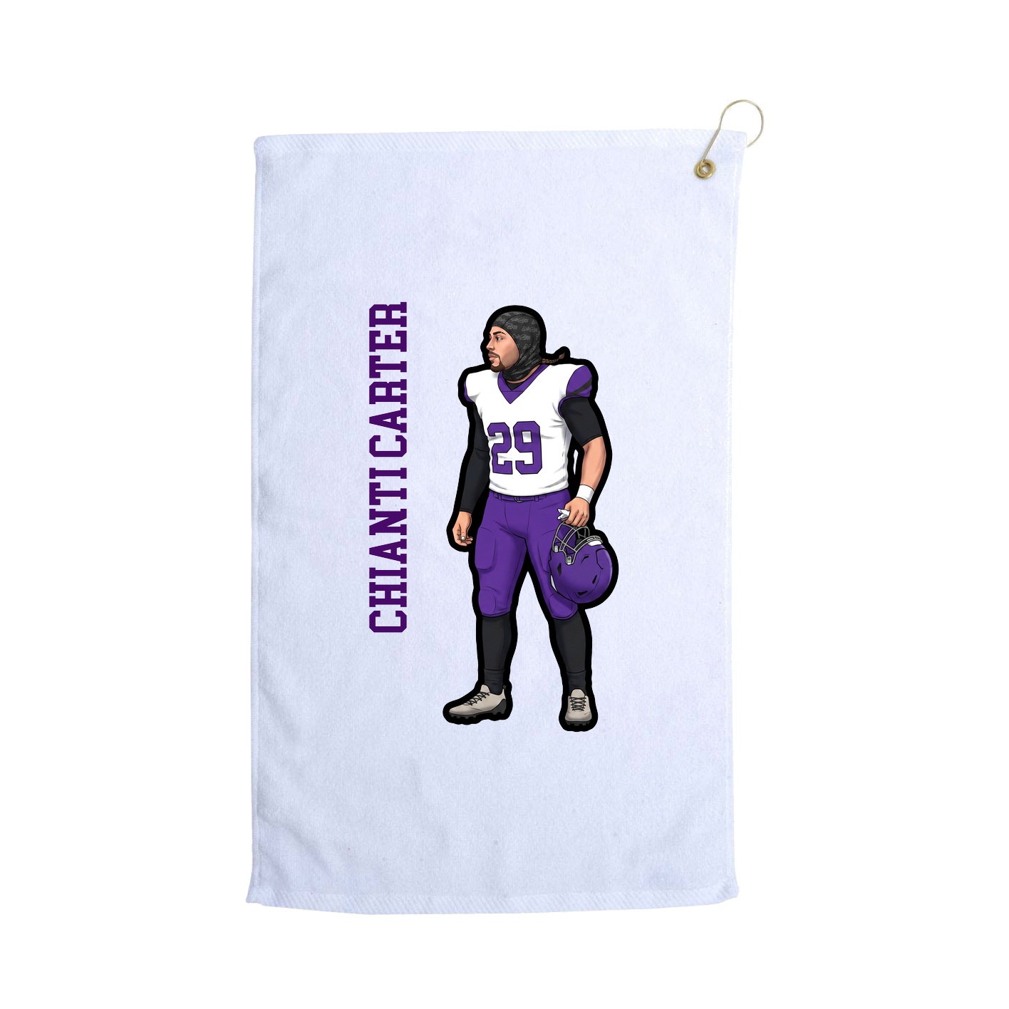Golf Towel — Name Vertical in White