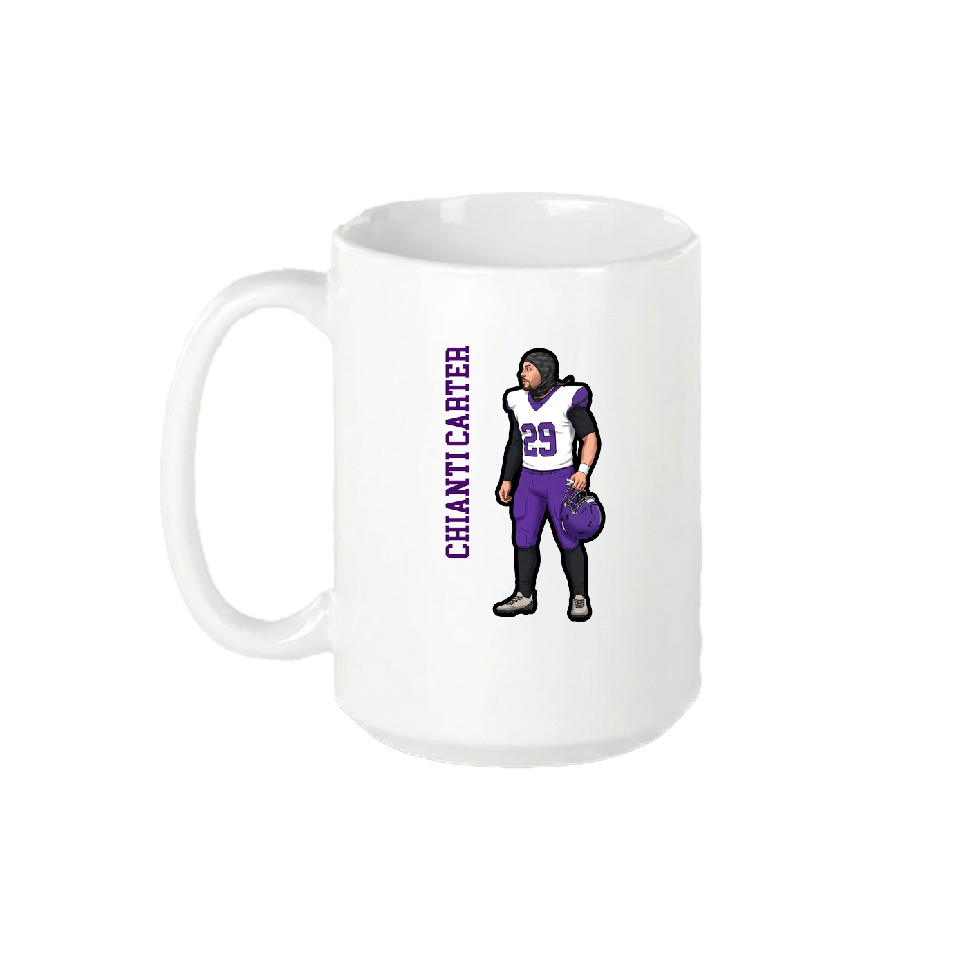 15oz Coffee Mug — Name Vertical in White